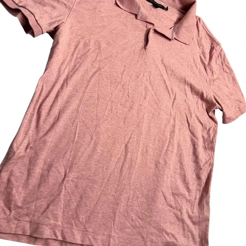 STAIN‎ Banana Republic Mens Heathered Pink Polo Luxury Touch Performance Sz L